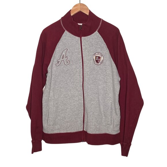 Aeropostale Varsity League Limited Edition XL Zip-Up Jacket Burgundy Gray Cotton - Picture 1 of 11